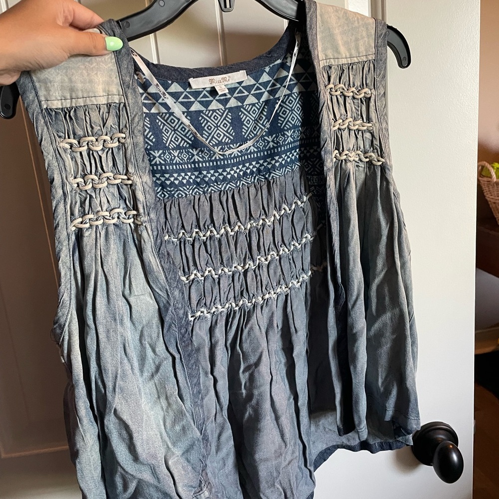 Blue Jean, cover up vest- MISS ME